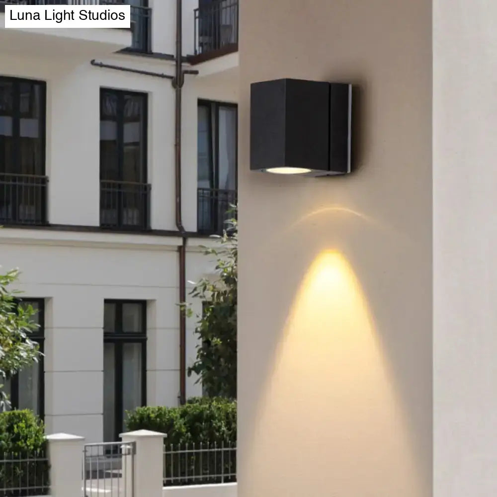 Modern black rectangular mini led wall sconce patio light
