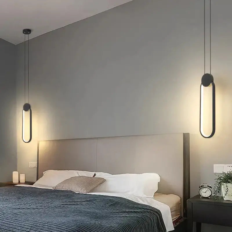 Modern black ring pendant lamp bedroom dimmable led light