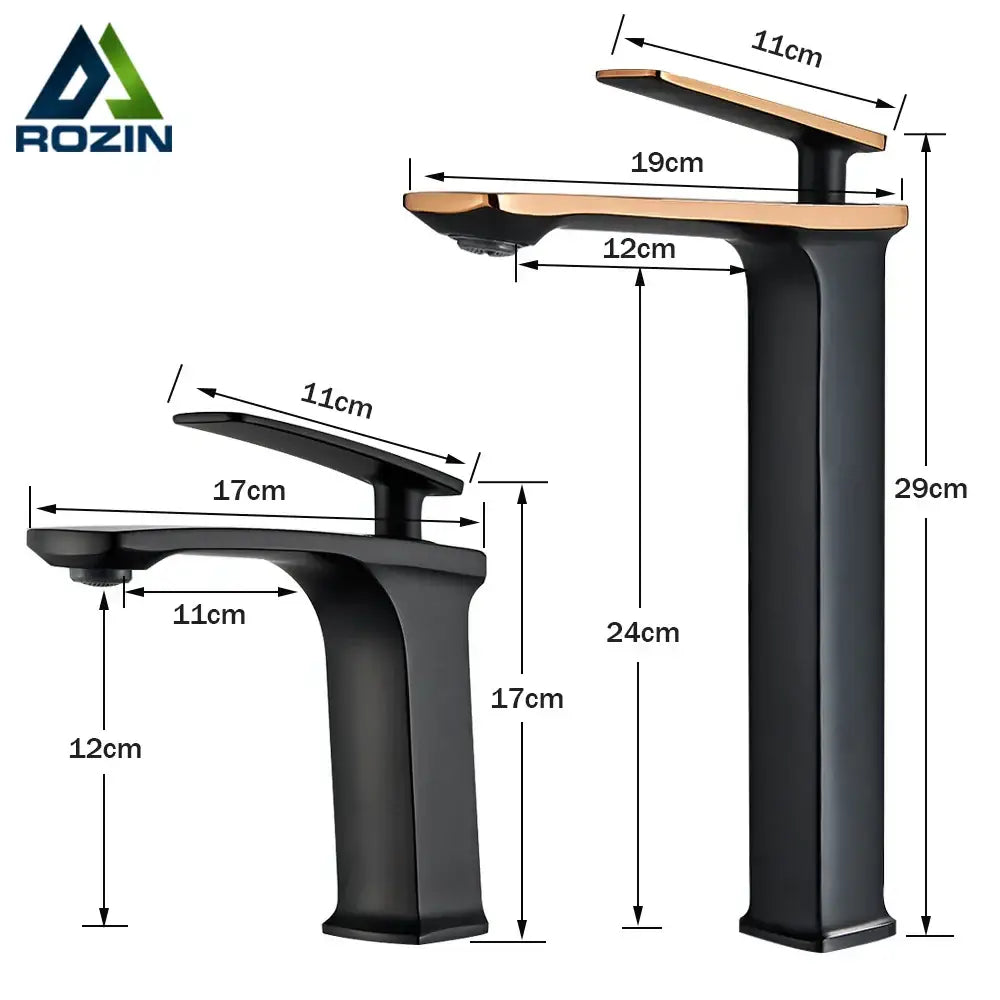 Modern black & rose gold basin faucet bathroom sink mixer tap