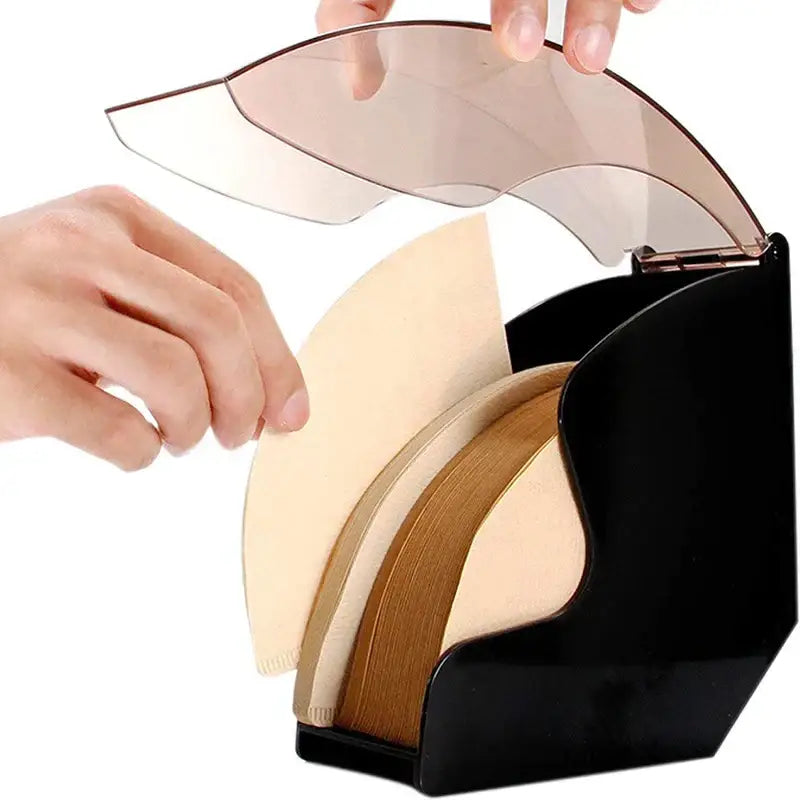 Modern black & rose gold wave coffee filter dispenser kitchen storage
