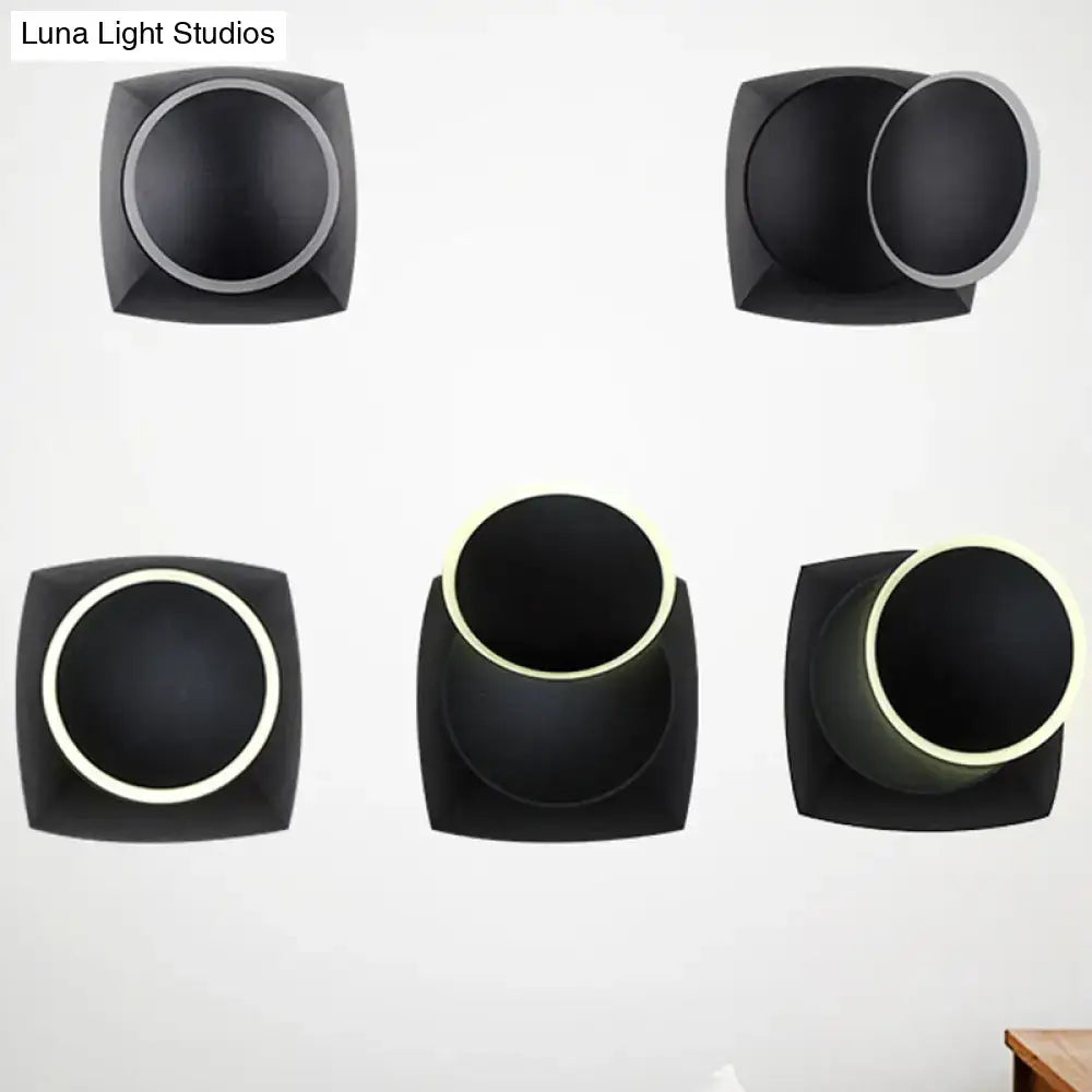 Modern black rotatable led wall sconce bedroom light fixture