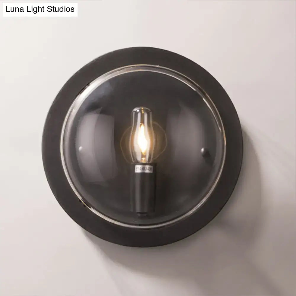 Modern black round wall sconce with e12 bulb for hallway
