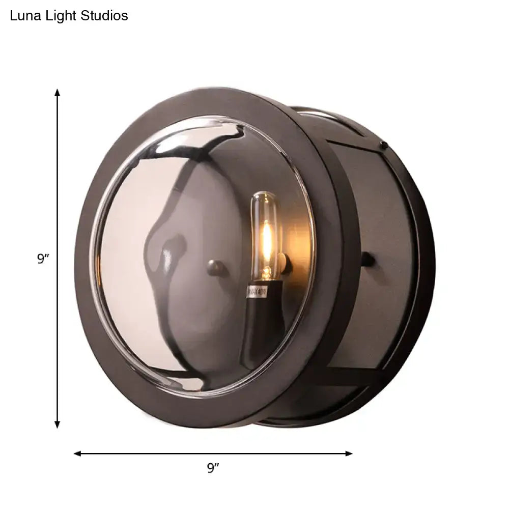 Modern black round wall sconce with e12 bulb for hallway