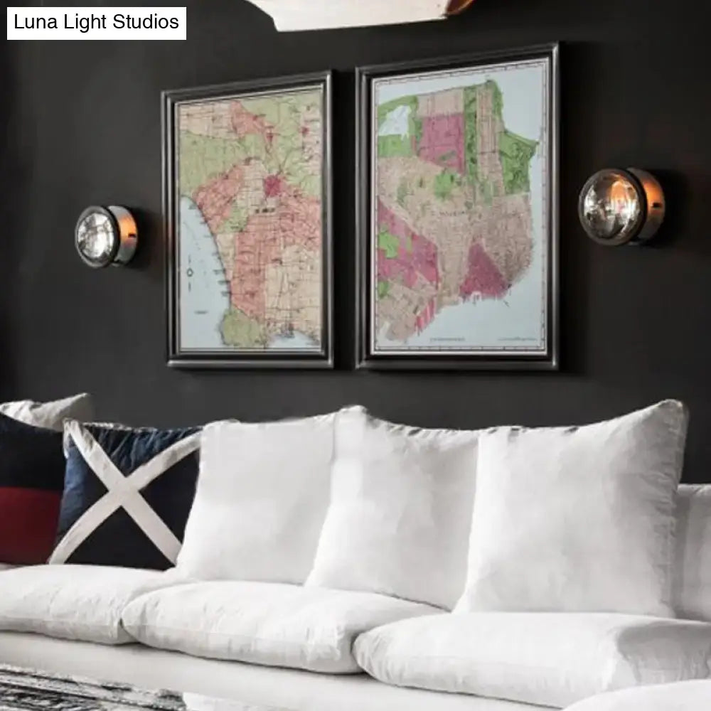 Modern black round wall sconce with e12 bulb for hallway