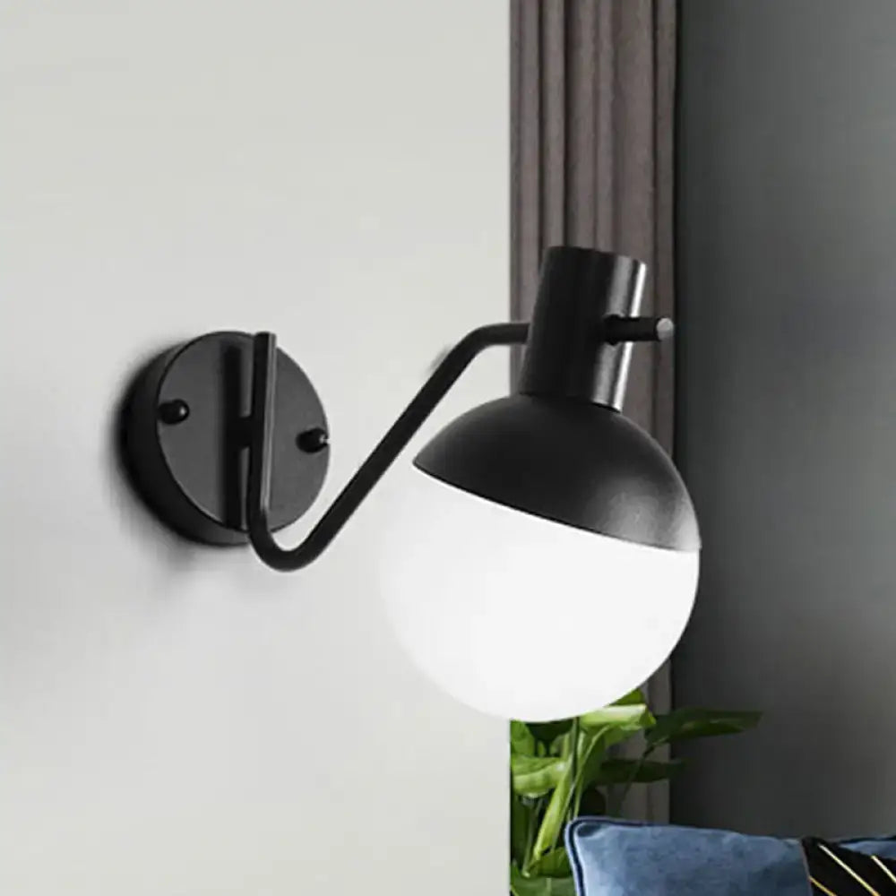 Modern black sconce light with milk glass shade living room
