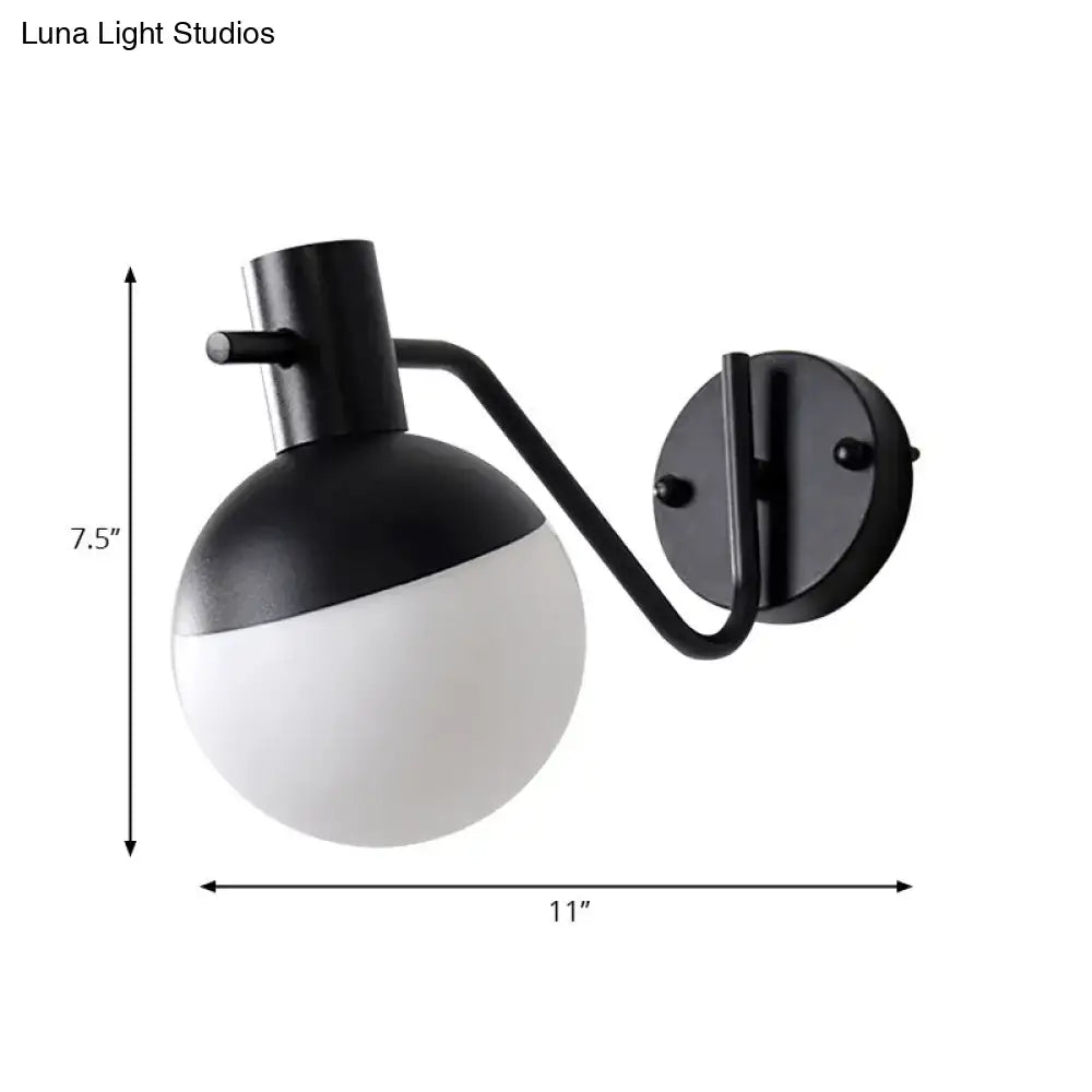 Modern black sconce light with milk glass shade living room