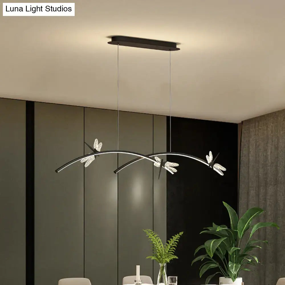 Modern black & silver dragonfly curve linear led – dining room light