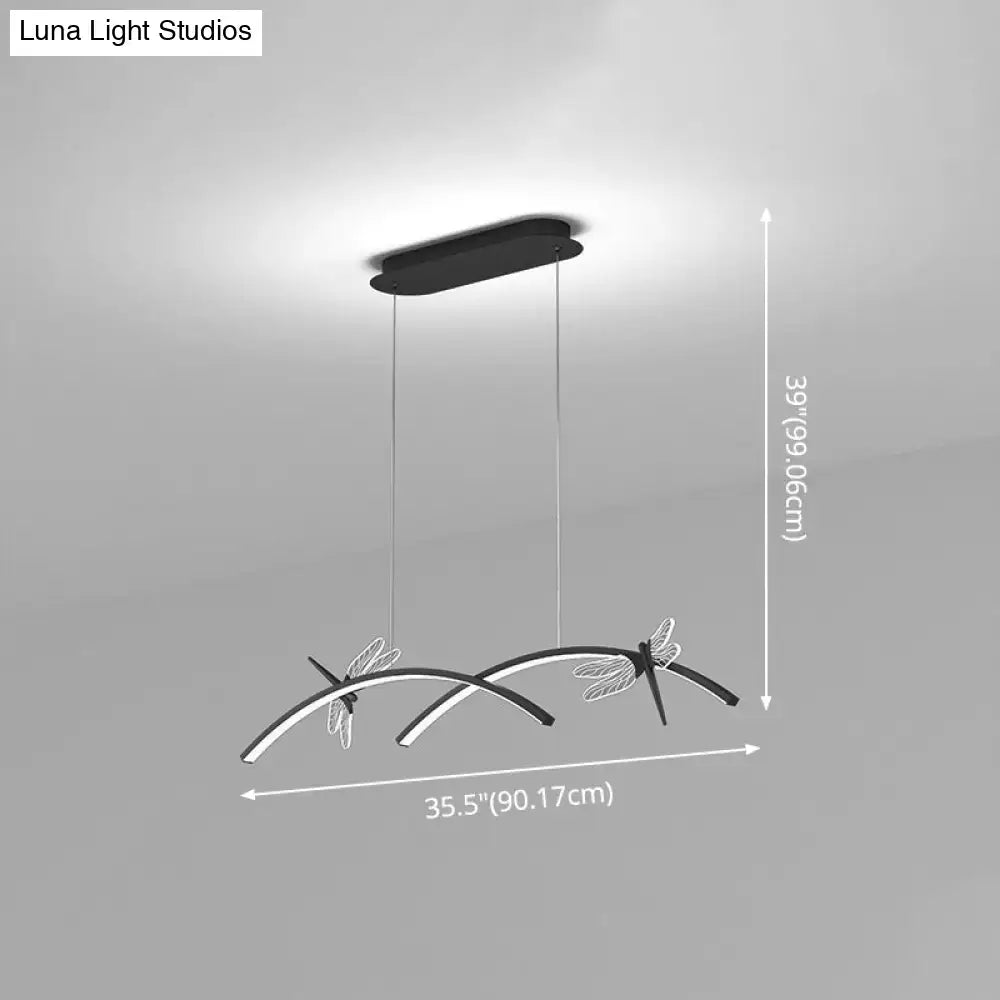 Modern black & silver dragonfly curve linear led – dining room light
