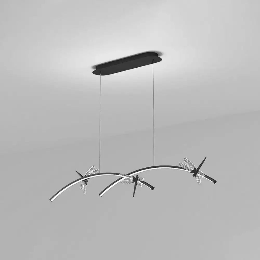 Modern black & silver dragonfly curve linear led – dining room light