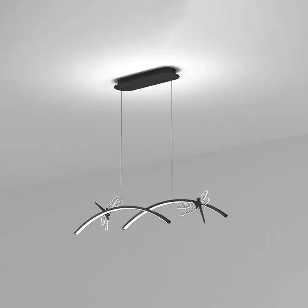 Modern black & silver dragonfly curve linear led – dining room light