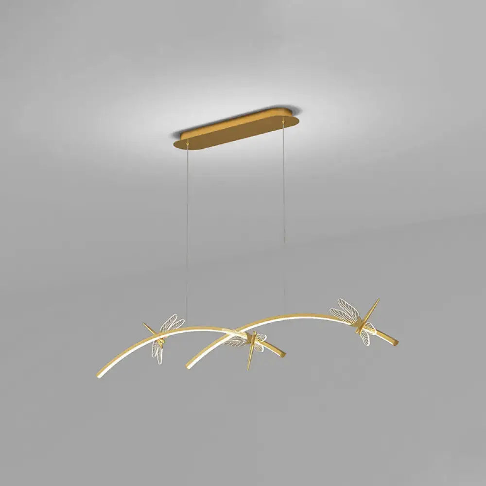 Modern black & silver dragonfly curve linear led – dining room light