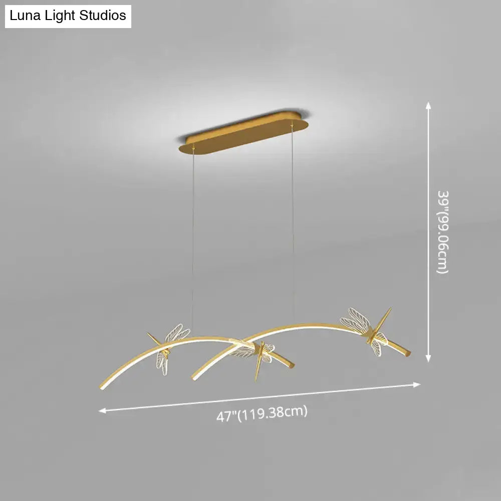 Modern black & silver dragonfly curve linear led – dining room light
