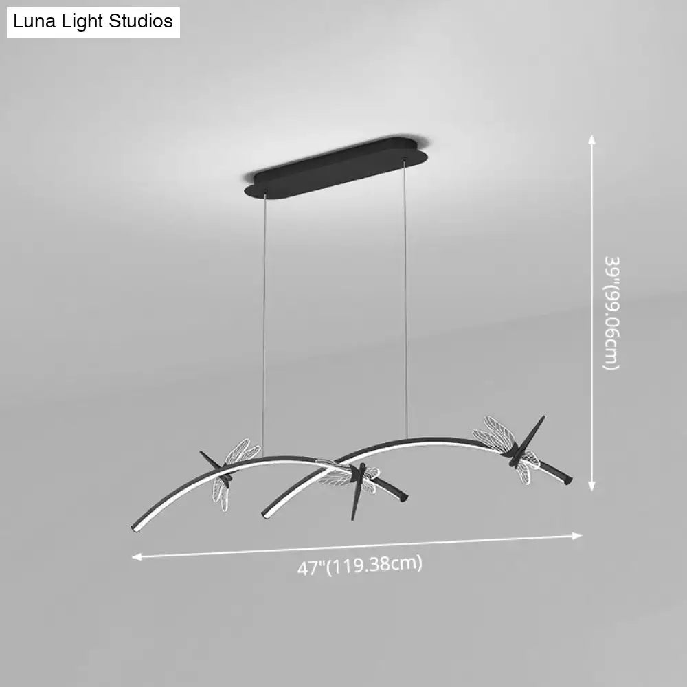 Modern black & silver dragonfly curve linear led – dining room light