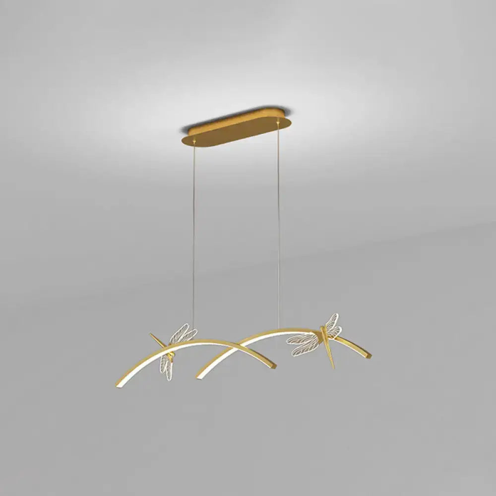 Modern black & silver dragonfly curve linear led – dining room light