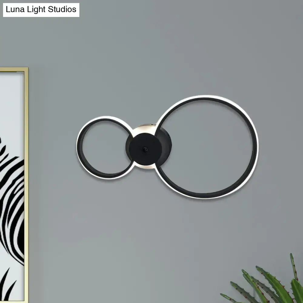 Modern black & silver led hoop wall lamp bedroom ceiling light