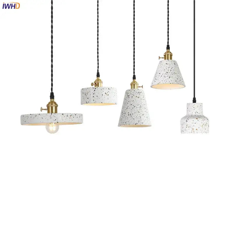 Modern black speckled cement pendant lamp kitchen brass accent