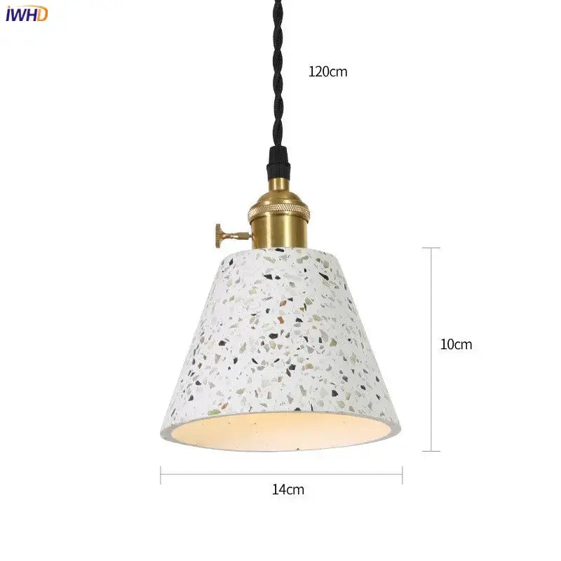 Modern black speckled cement pendant lamp kitchen brass accent