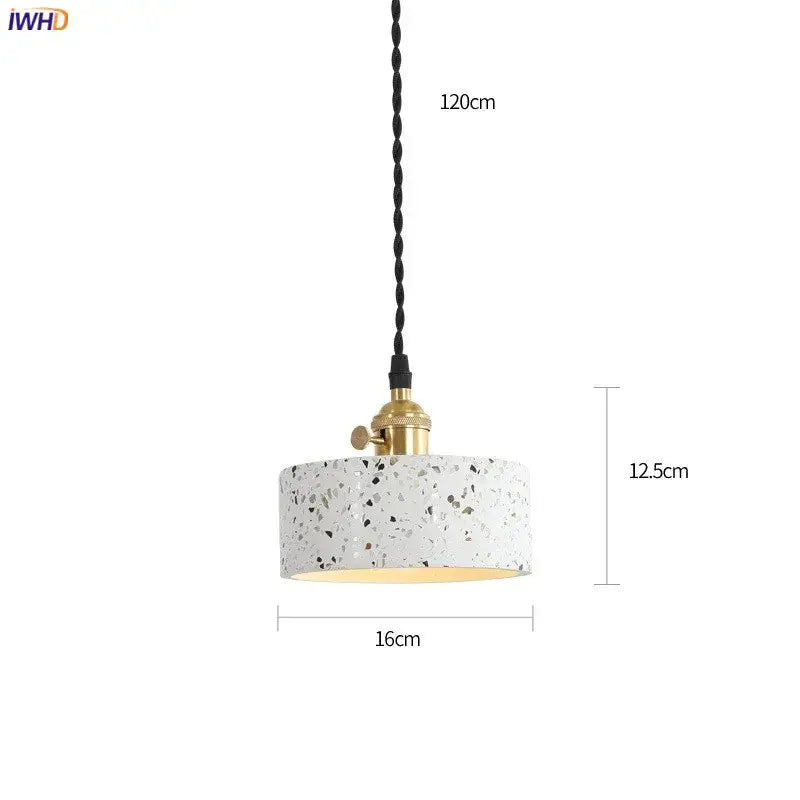 Modern black speckled cement pendant lamp kitchen brass accent
