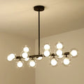Modern black spherical glass ceiling light dining room chandelier with clear glass globe bulbs and metal frame