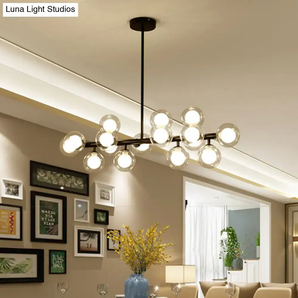 Modern black spherical glass ceiling light dining room chandelier