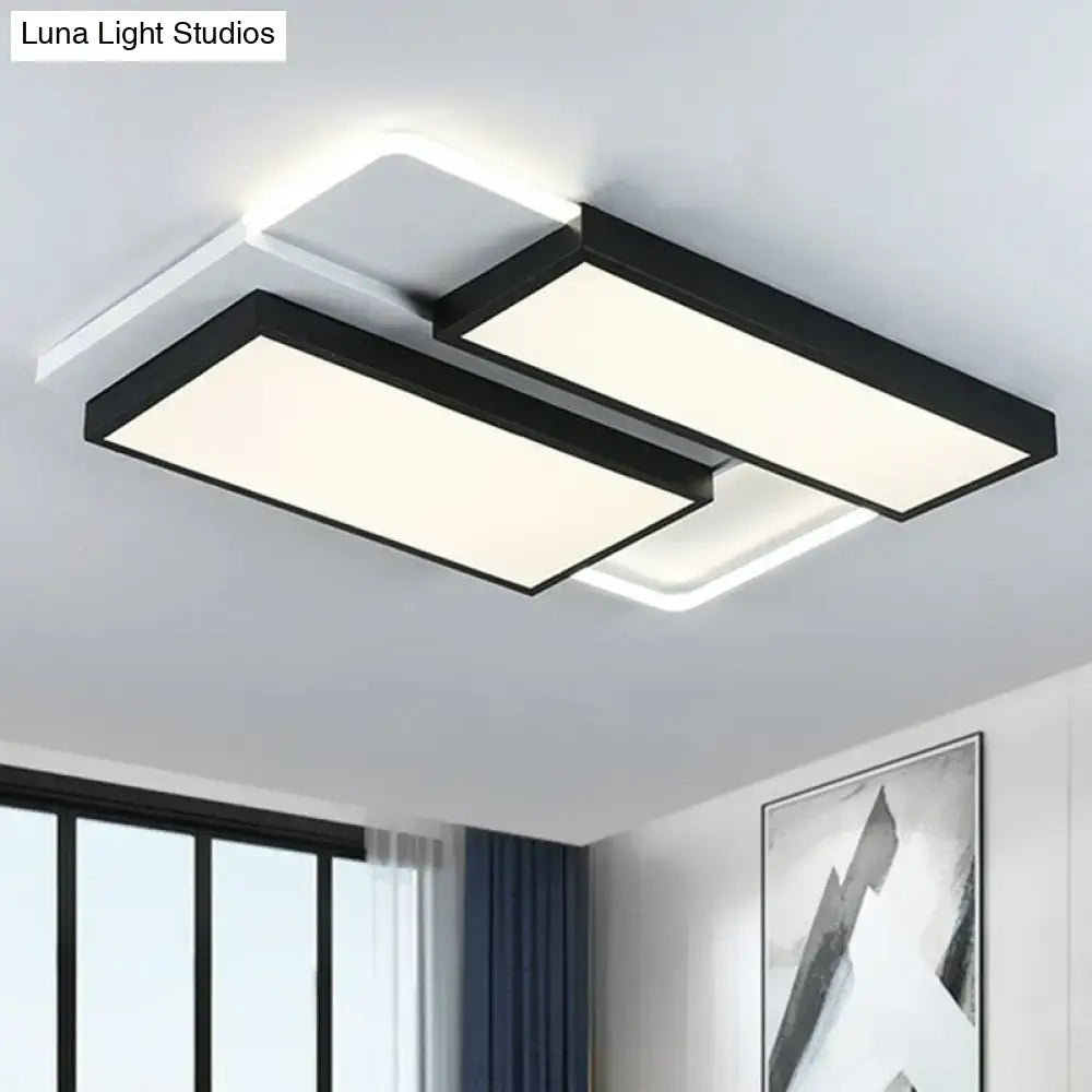 Modern black splicing led flush ceiling light for living room