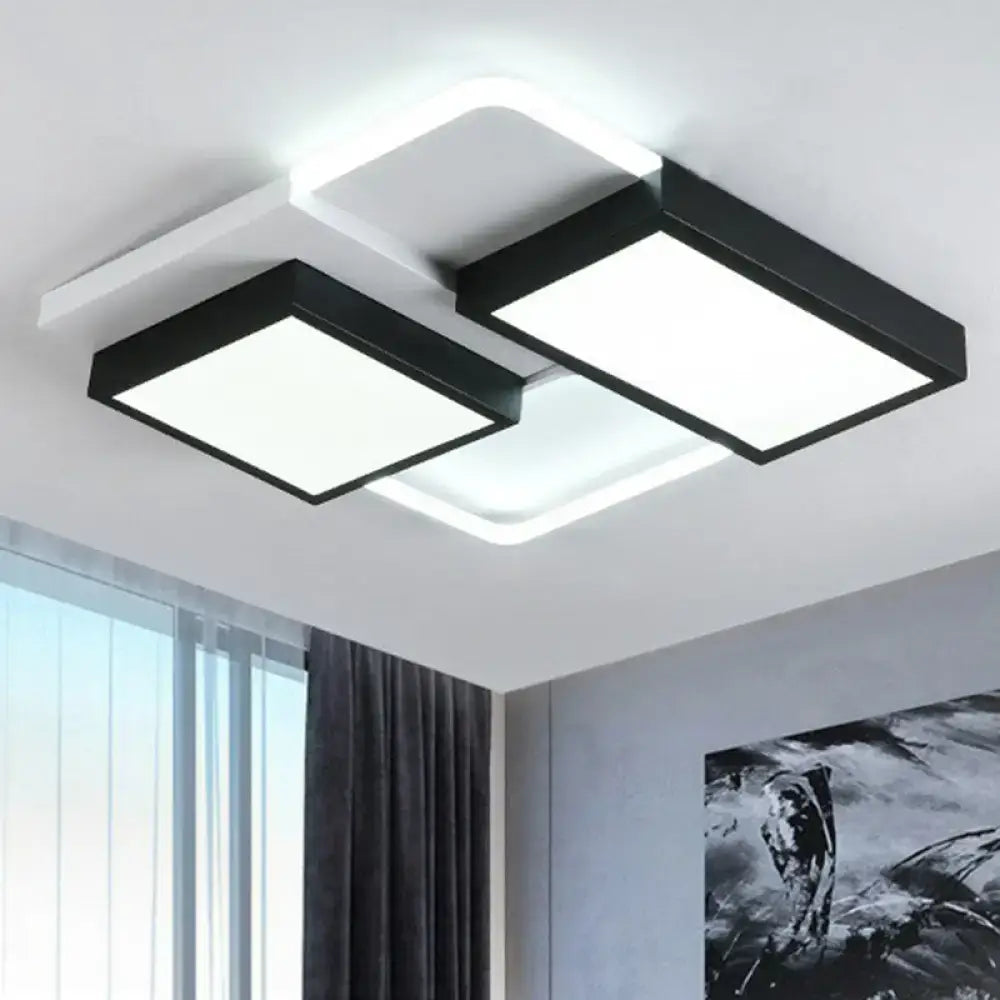 Modern black splicing led flush ceiling light for living room