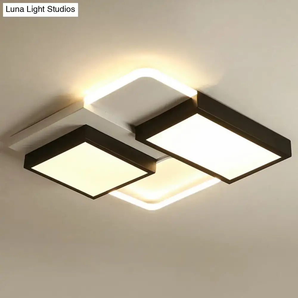 Modern black splicing led flush ceiling light for living room