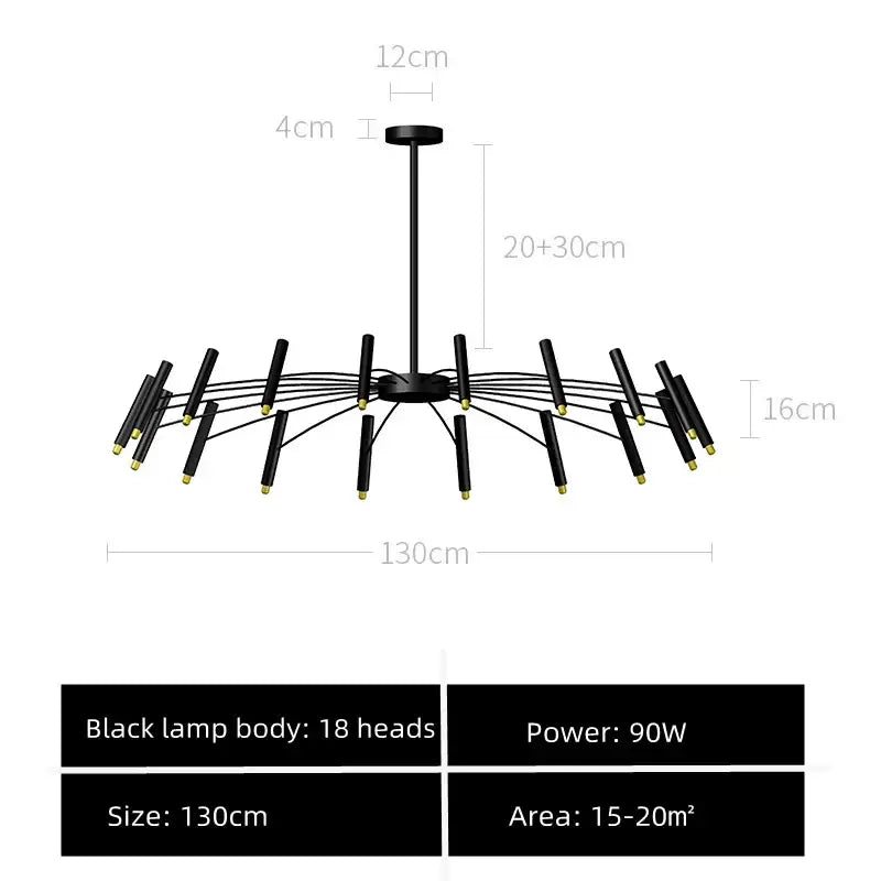 Modern black sputnik chandelier living room metal light fixture