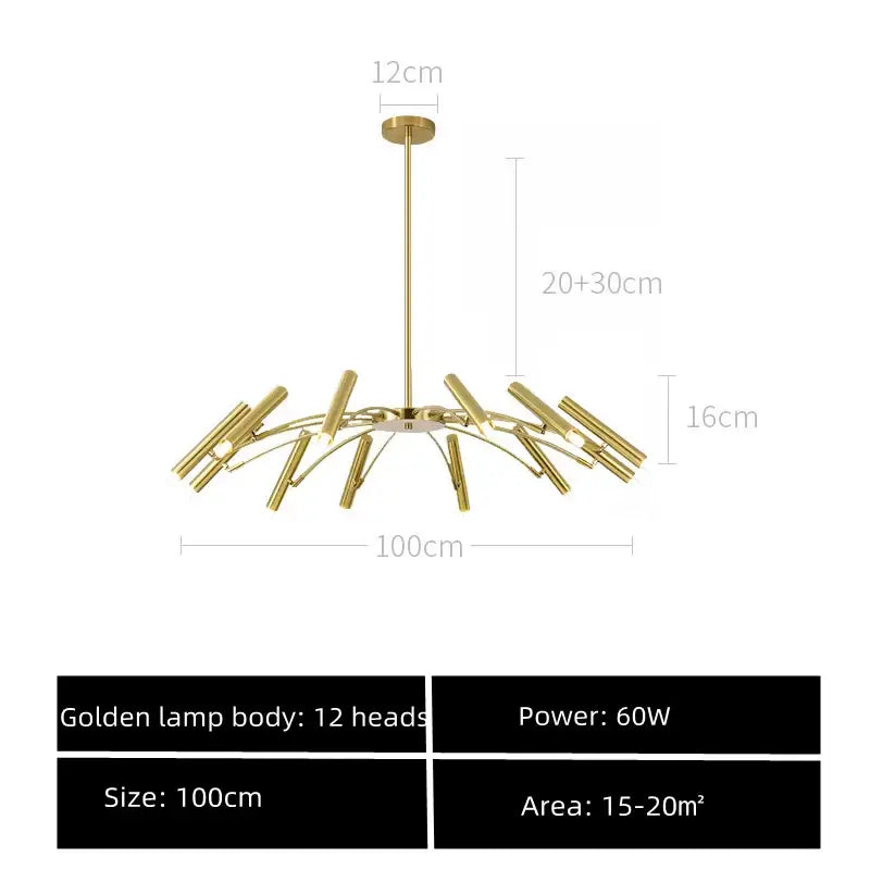 Modern black sputnik chandelier living room metal light fixture