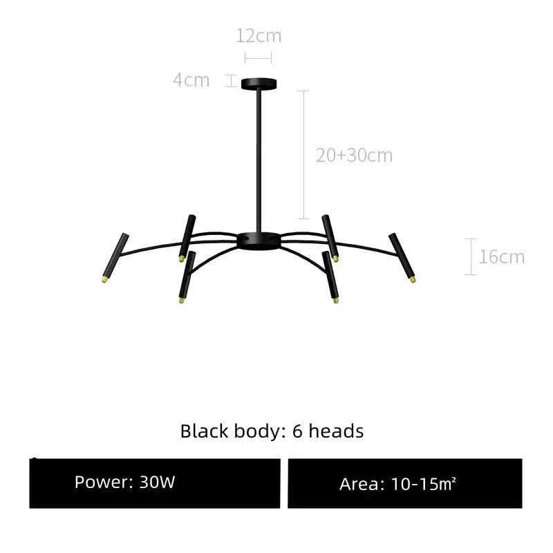 Modern black sputnik chandelier living room metal light fixture