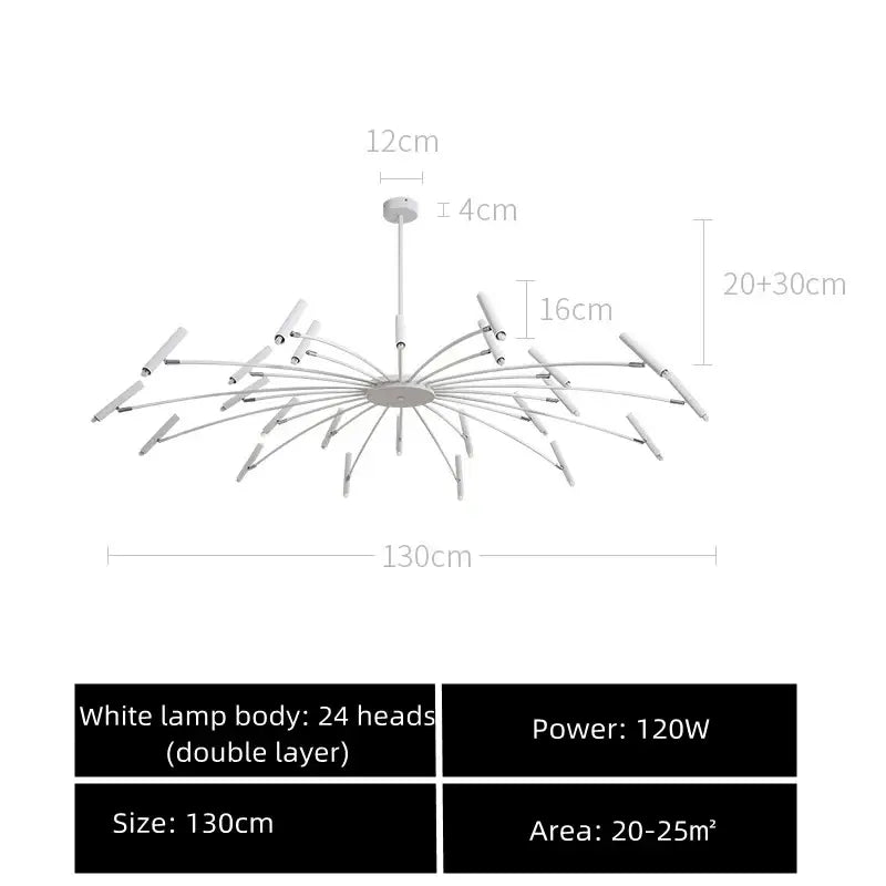 Modern black sputnik chandelier living room metal light fixture