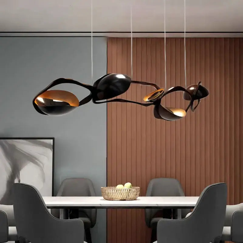 Modern black stainless steel abstract chandelier living room light
