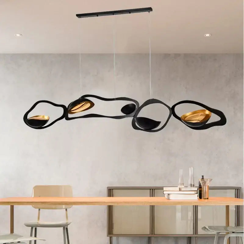 Modern black stainless steel abstract chandelier living room light