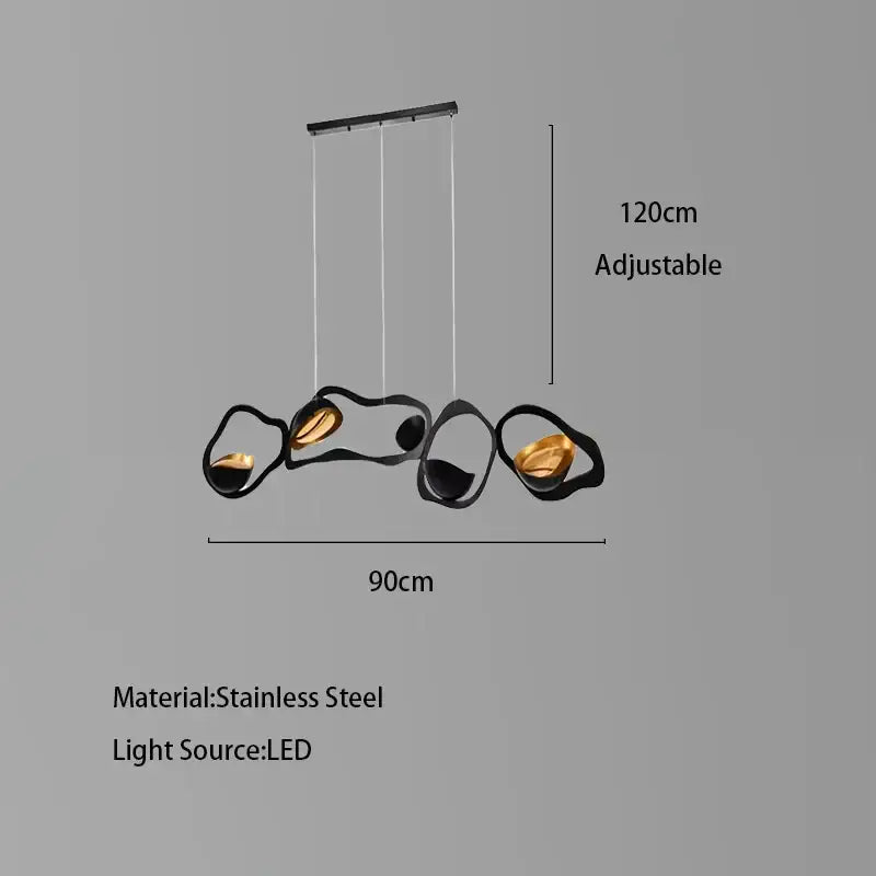 Modern black stainless steel abstract chandelier living room light