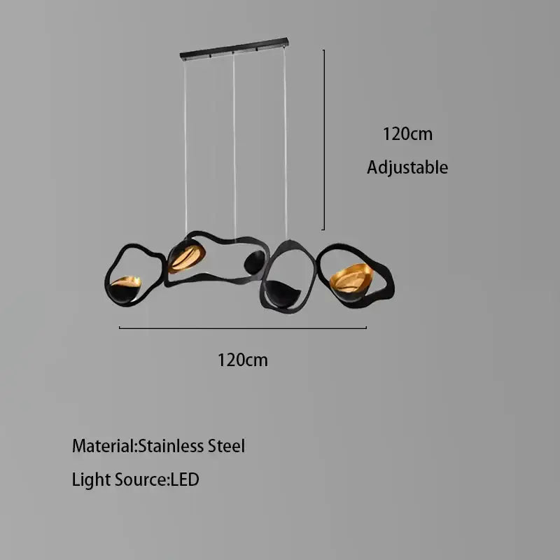 Modern black stainless steel abstract chandelier living room light