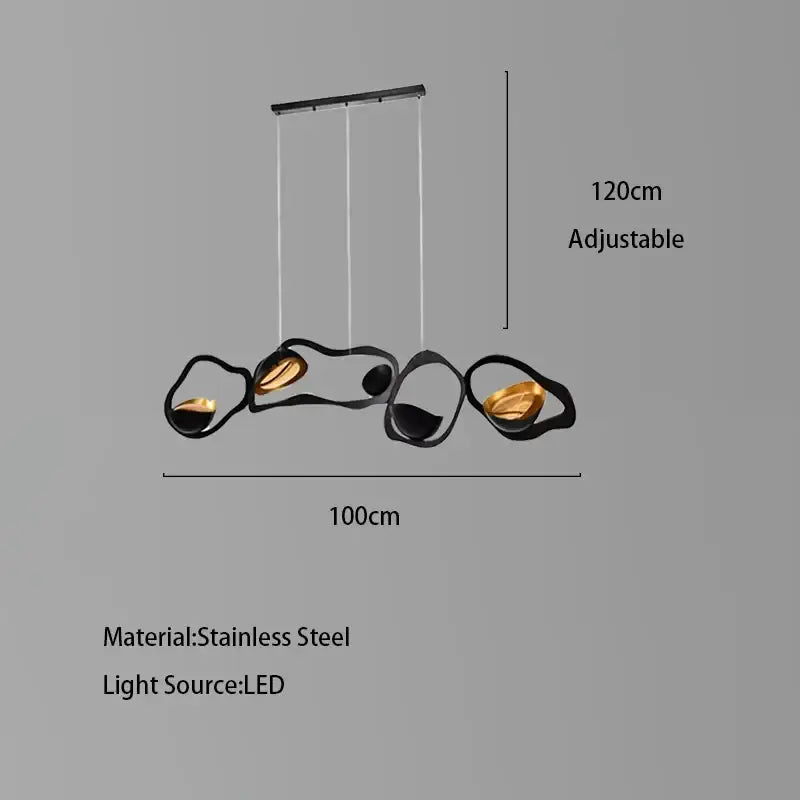Modern black stainless steel abstract chandelier living room light