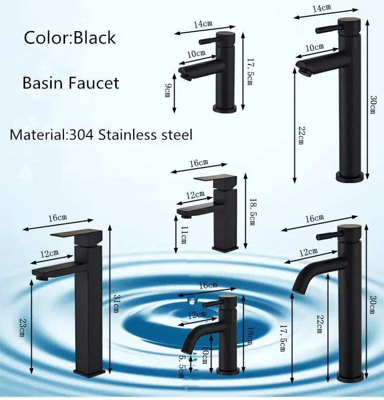 Modern black stainless steel basin faucet bathroom sink mixer