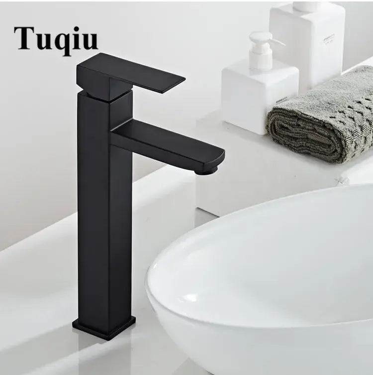 Modern black stainless steel basin faucet bathroom sink mixer