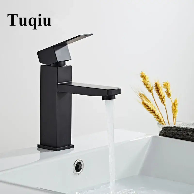 Modern black stainless steel basin faucet bathroom sink mixer