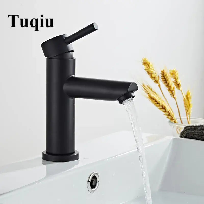 Modern black stainless steel basin faucet bathroom sink mixer