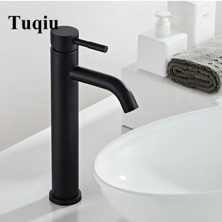 Modern black stainless steel basin faucet bathroom sink mixer