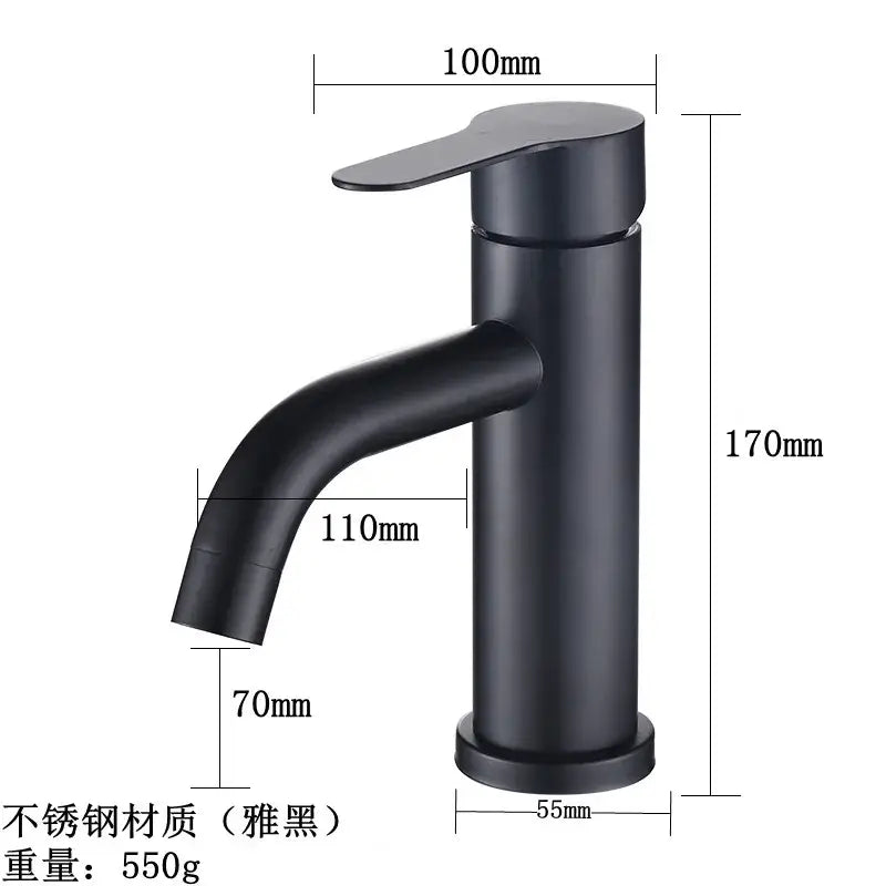 Modern black stainless steel single handle faucet bathroom mixer