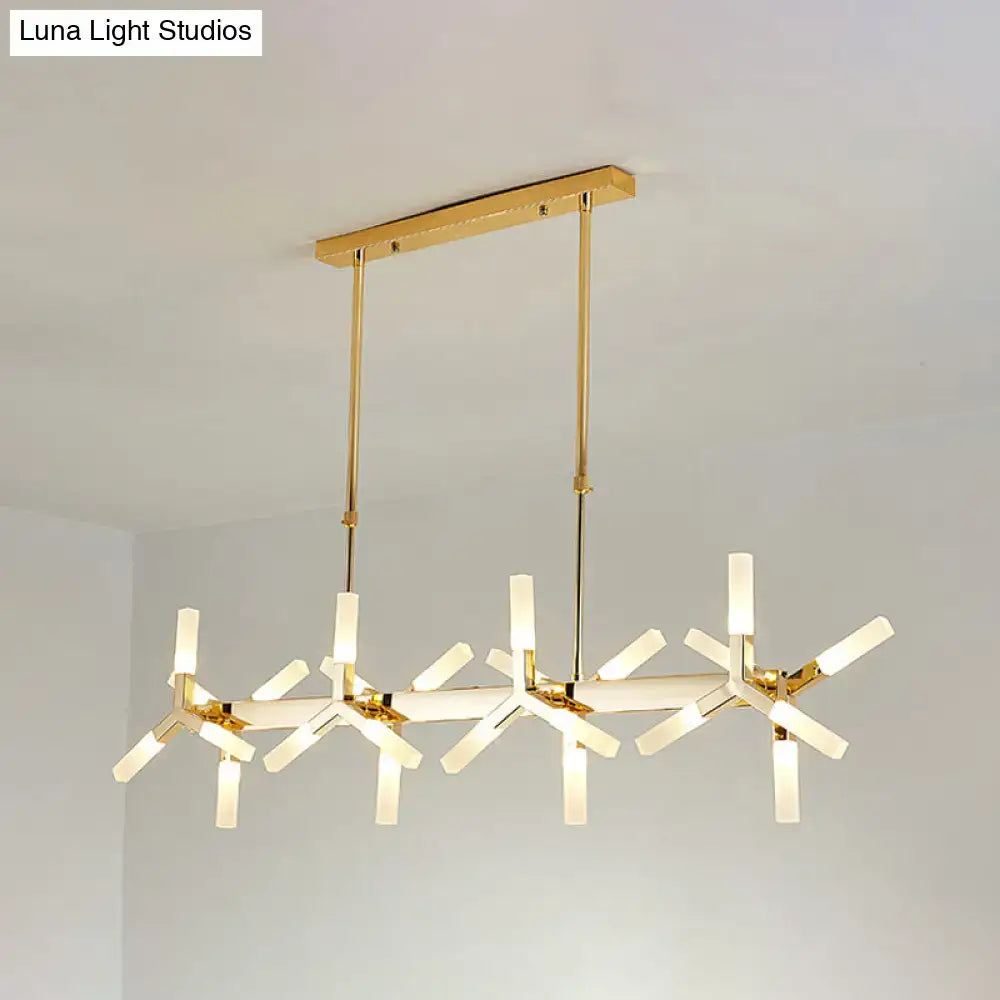 Modern black starburst linear acrylic shade chandelier dining room