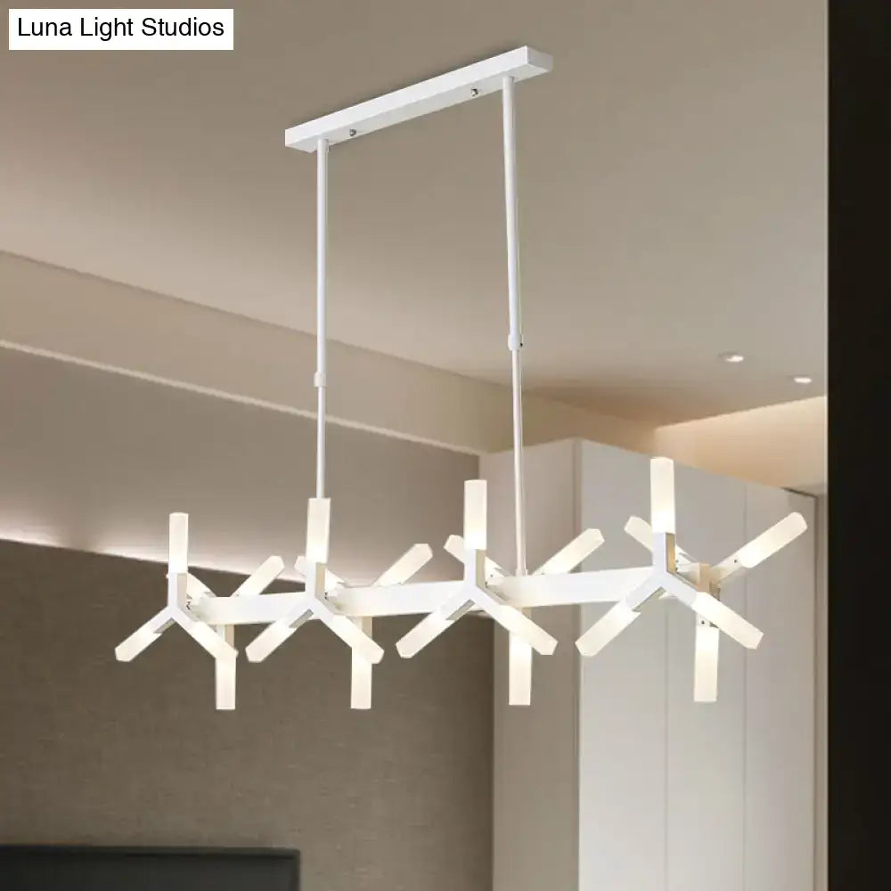 Modern black starburst linear acrylic shade chandelier dining room