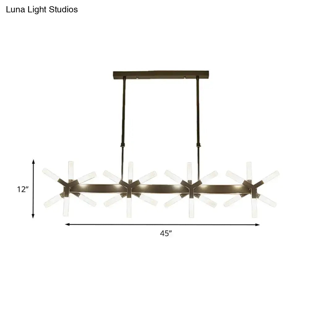 Modern black starburst linear acrylic shade chandelier dining room