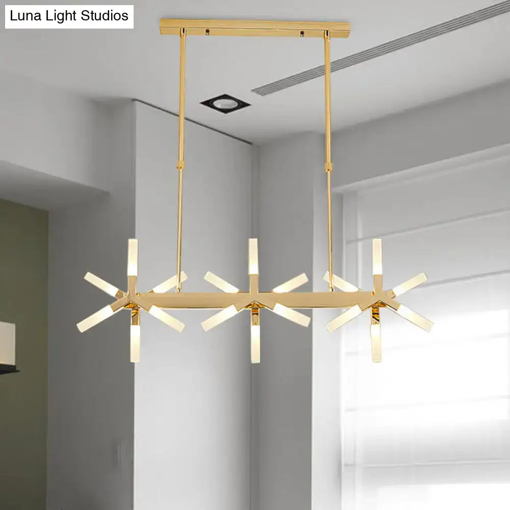 Modern black starburst linear acrylic shade chandelier dining room