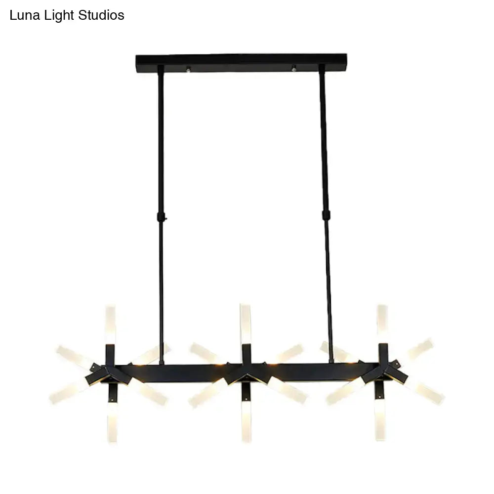 Modern black starburst linear acrylic shade chandelier dining room