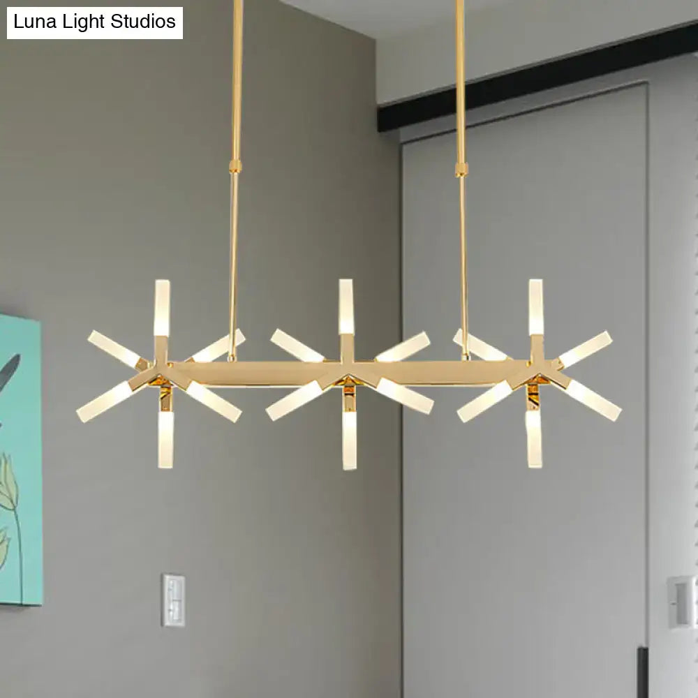 Modern black starburst linear acrylic shade chandelier dining room