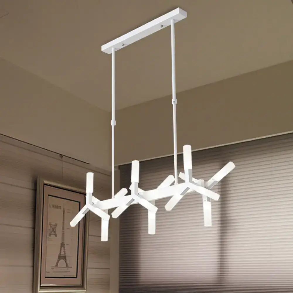 Modern black starburst linear acrylic shade chandelier dining room
