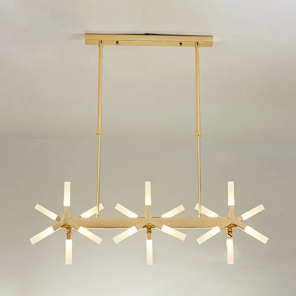 Modern black starburst linear acrylic shade chandelier dining room